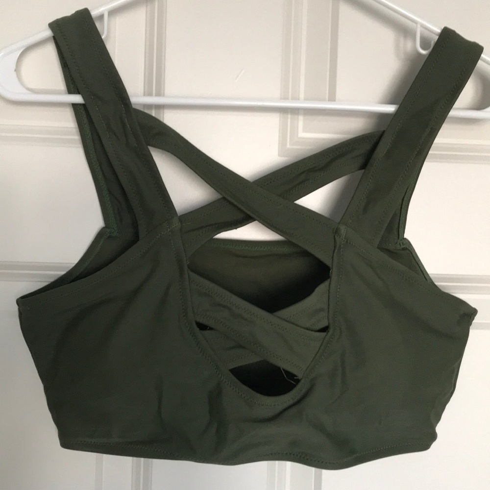 Cross cross emerald green Swim Suit Top